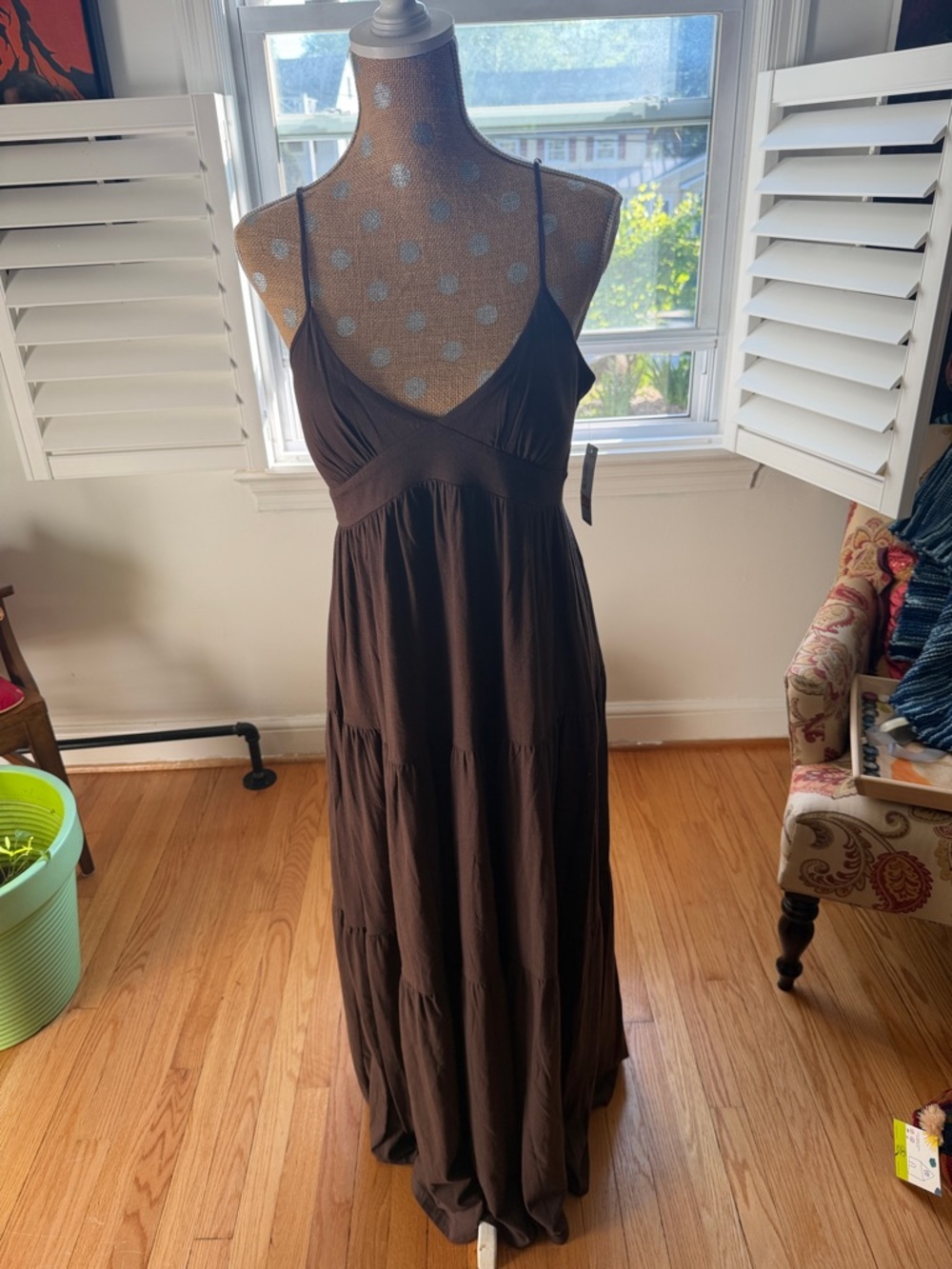 a.n.a Brown Spaghetti-Strap Maxi Dress